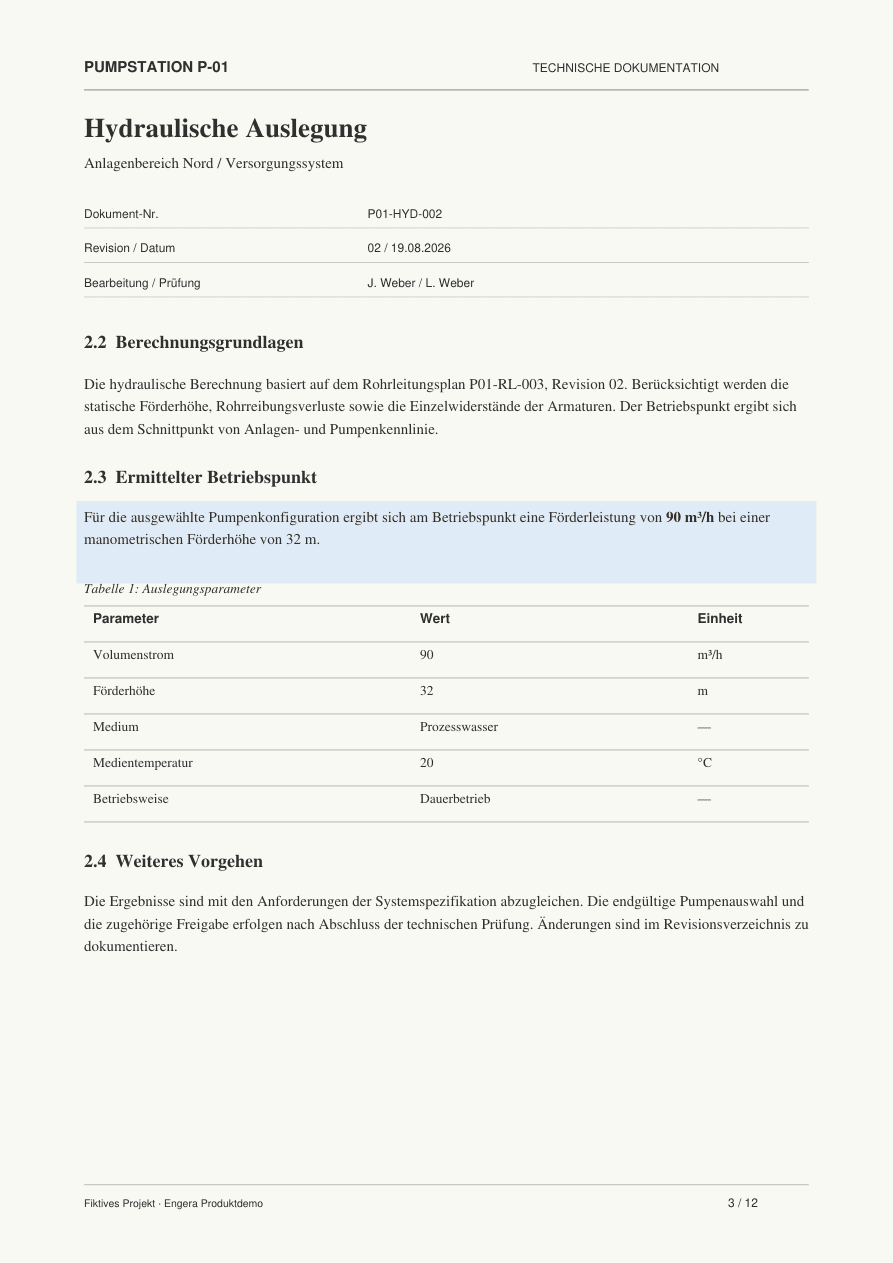Auslegungsbericht · P-01